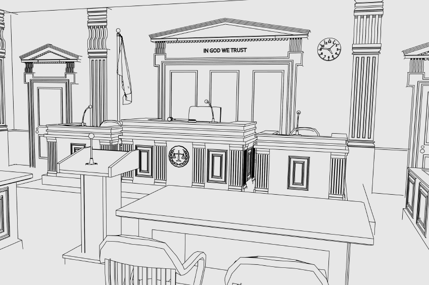 cartoon image of court room